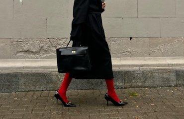 all black outfit cherry red thights winter outfit fashion trends 2023 2024