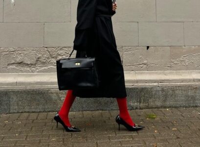 all black outfit cherry red thights winter outfit fashion trends 2023 2024