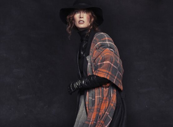 big tartan scarf all black outfit winter fashion 2023