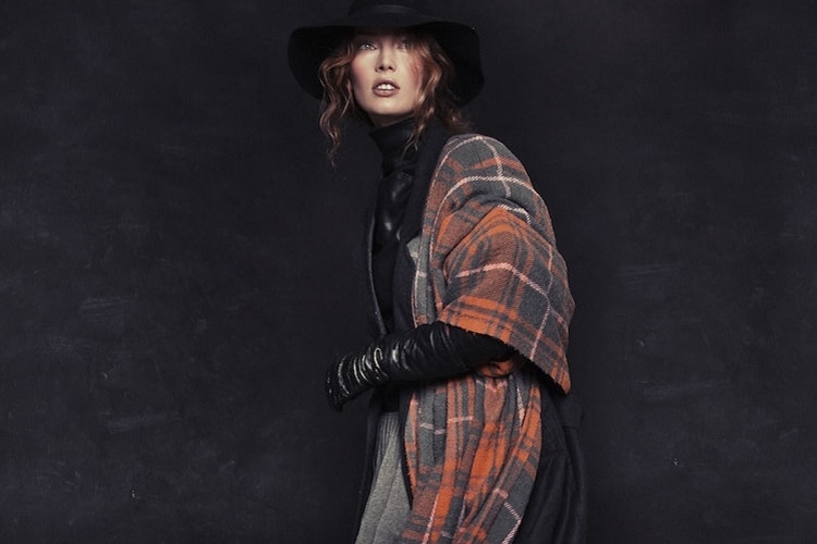 big tartan scarf all black outfit winter fashion 2023