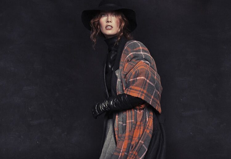 big tartan scarf all black outfit winter fashion 2023