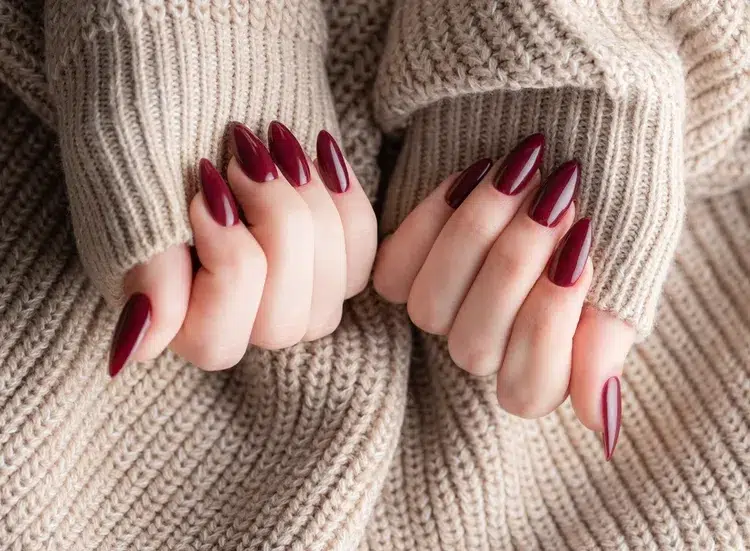 burgundy red nail art winter nails 2023