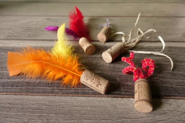 cat toys from wine corks