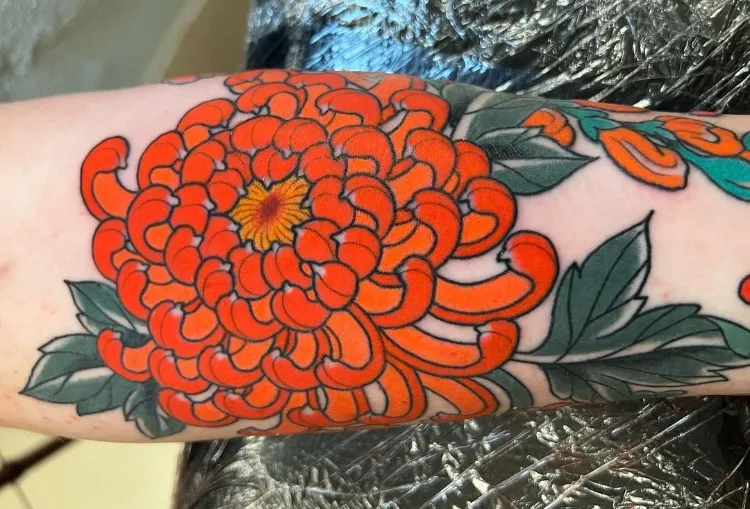 chrysanthemum tattoo design japanese ink art orange