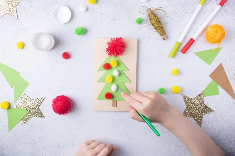 craft ideas with toddlers for christmas greeting card