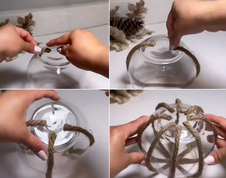craft instructions for glass rope gluing with hot glue