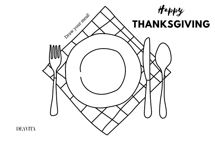 draw your meal kids thanksgiving coloring tablemat