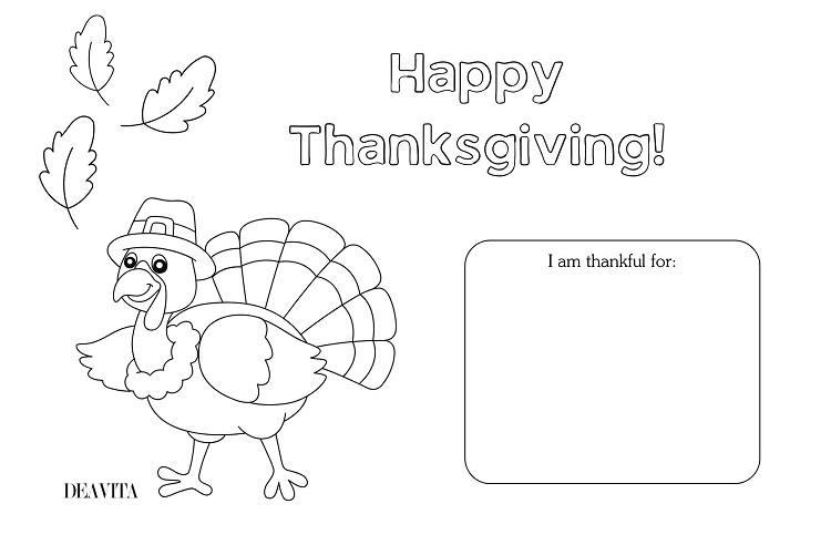 easy happy thanksgiving placemat for coloring