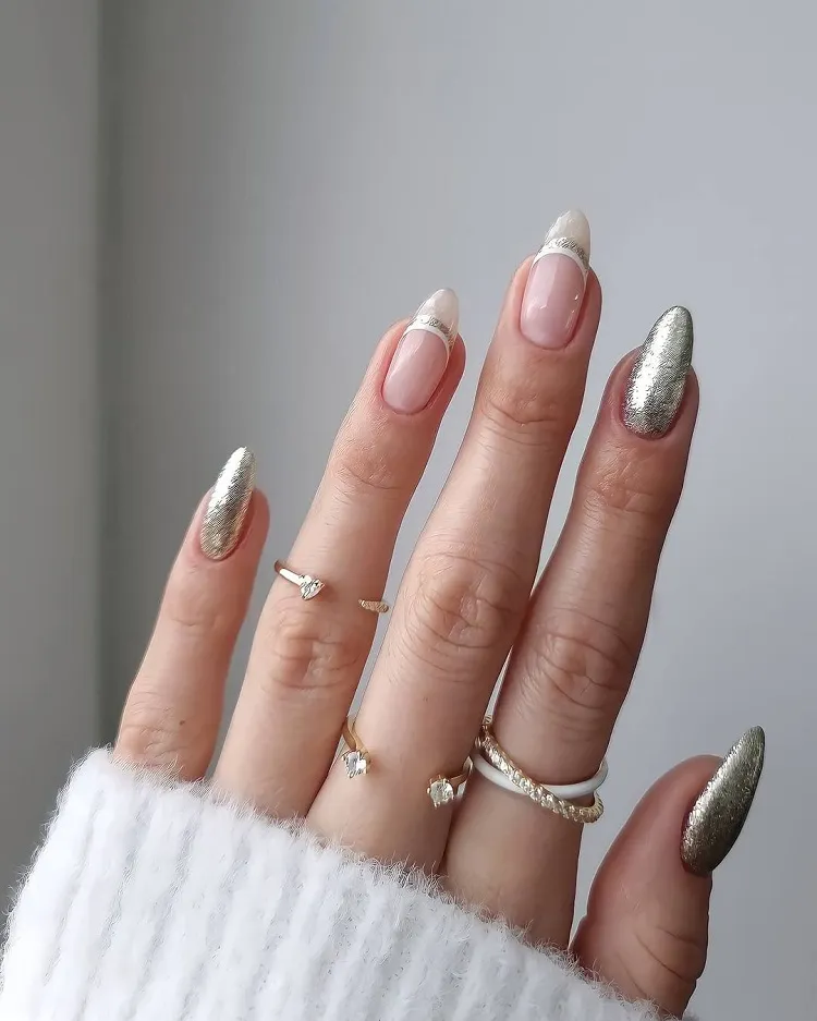 french gray and silver nail art trend winter 2023