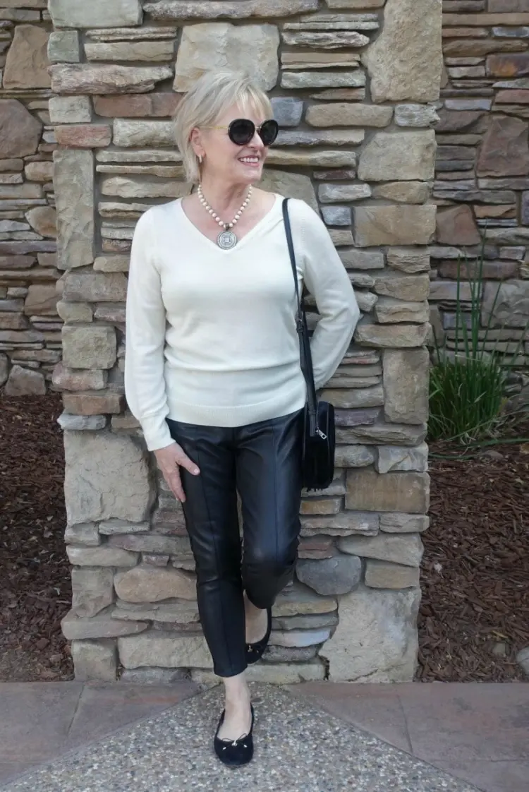 how to wear faux leather pants after 50 fall winter 2023 2024