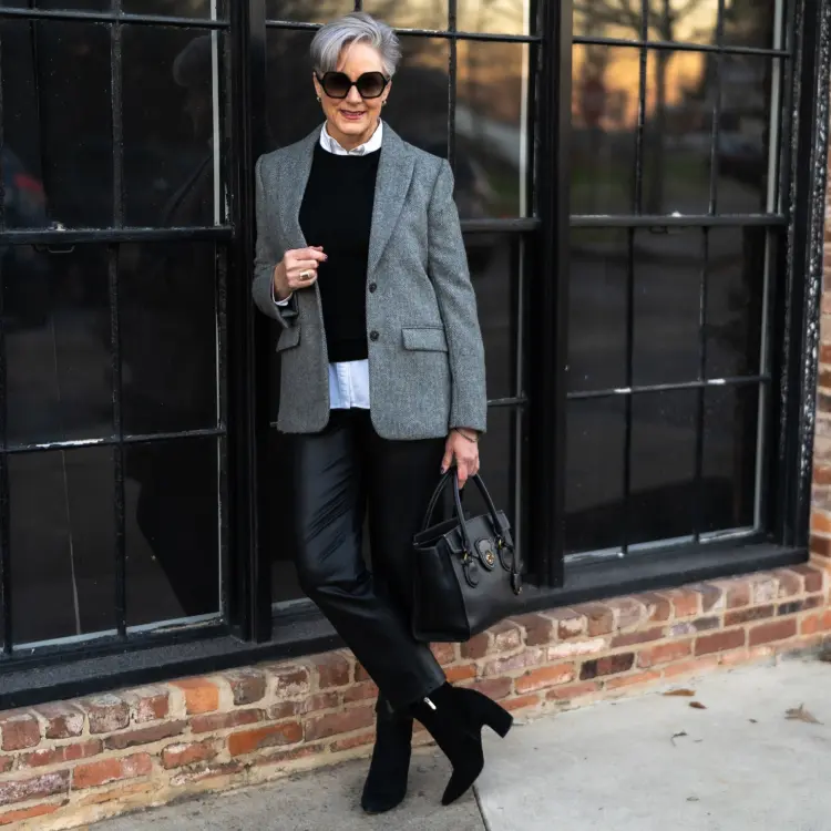 how to wear faux leather pants after 50