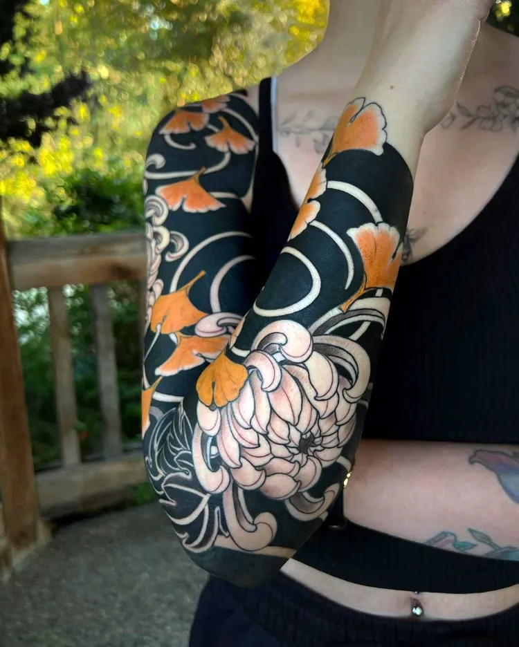japanese chrysanthemum tattoo irezumi style