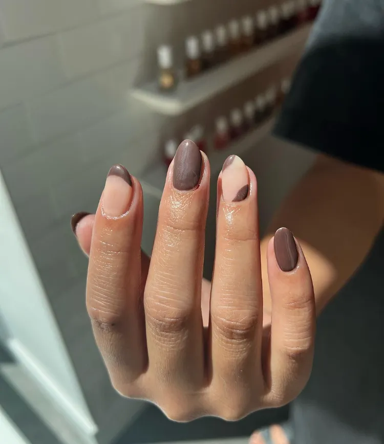 manicure trend fall winter 2023 2023 color nail polish nail art brown taupe brown