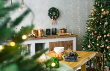 minimalist office christmas decor fairy lights candles