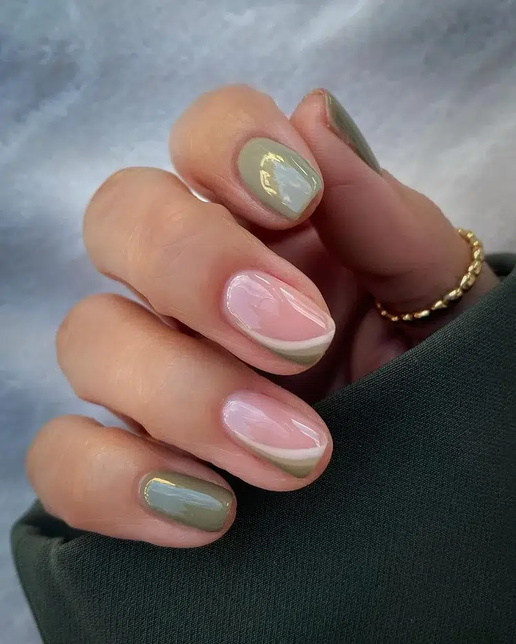 minmalist green nail art design winter manicure
