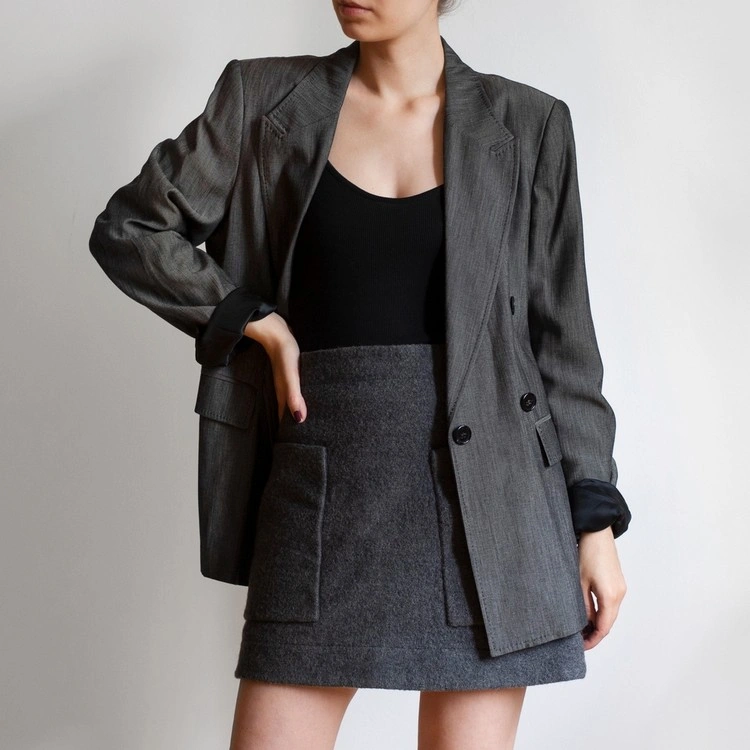 pairing short wool skirt with an oversized blazer fall winter fashion trends 2023 2024