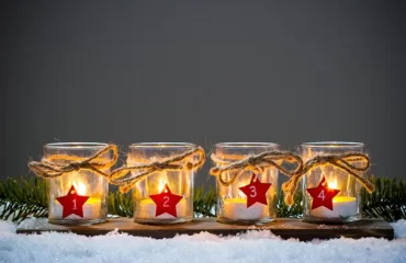 quick diy advent wreath with glass items tea lights