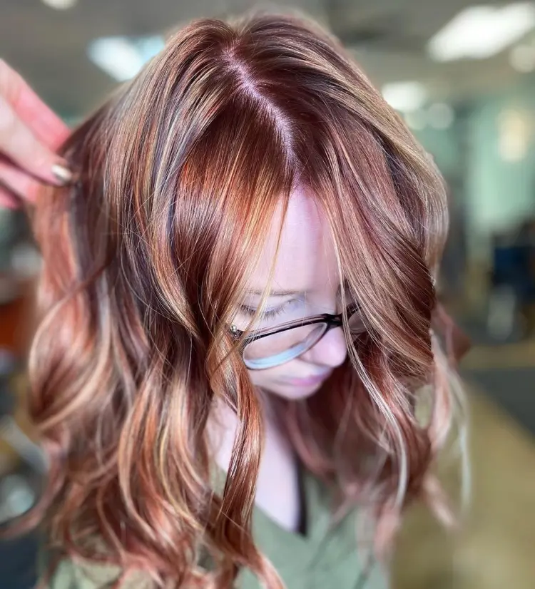 short haircut trendy coloring 2024 balayage highlights copper blonde honey