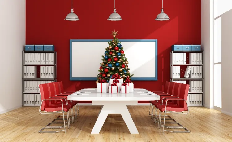 small christmas tree meeting room office winter decoration ideas