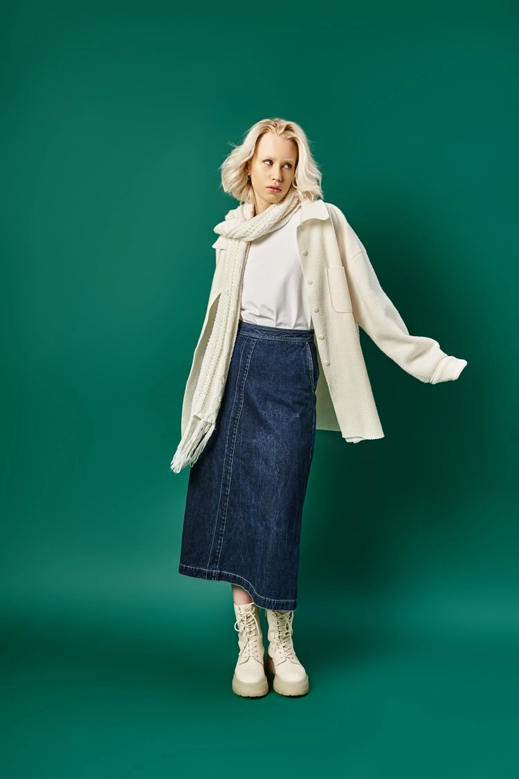 styling denim skirt for winter 2023