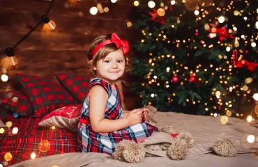 tartan dress girl outfit idea christmas holiday photoshoot