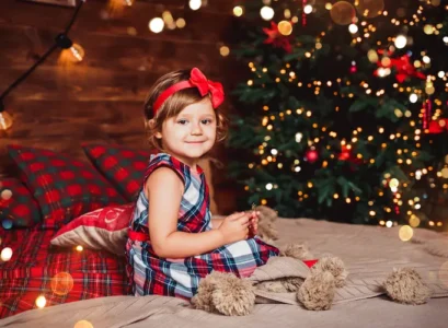 tartan dress girl outfit idea christmas holiday photoshoot