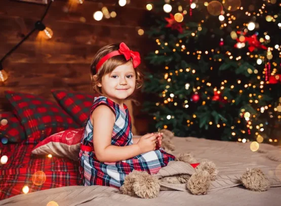 tartan dress girl outfit idea christmas holiday photoshoot
