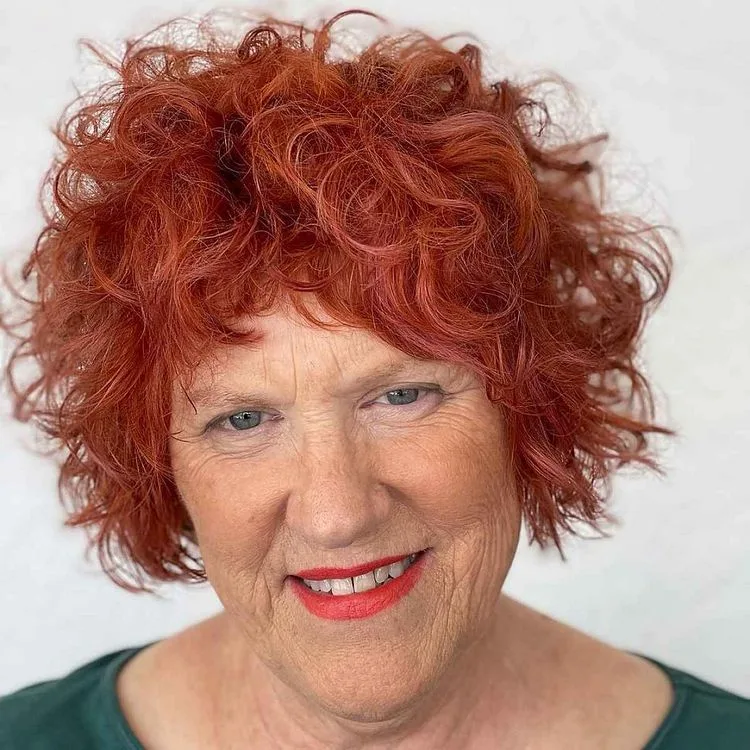 trendy curly bixie cut over 70