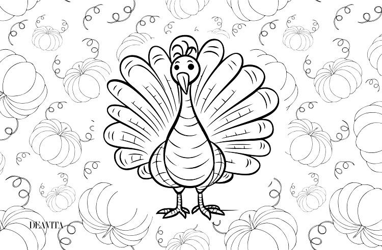 turkey pumpkins coloring thanksgiving placemat kids adults