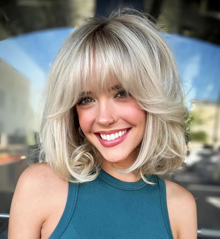 what bangs with short voluminous bob airy bob hairstyle trend winter 2023 2024