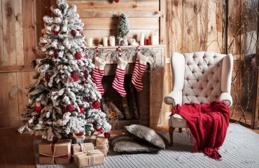 white christmas rustic mantel decoration