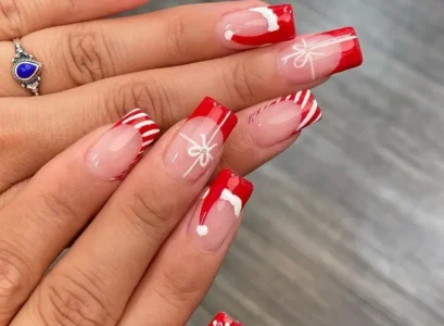 christmas french nails