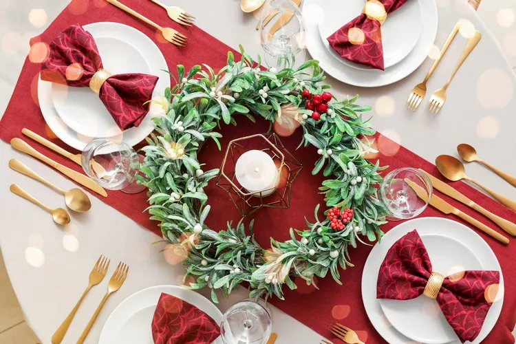 diy christmas wreath as a table centerpiece