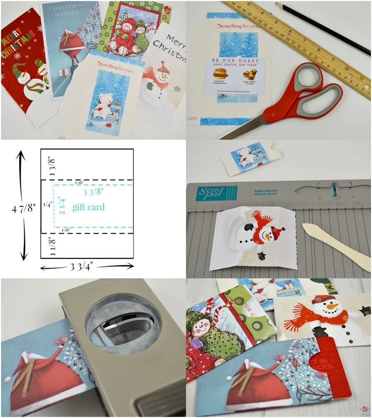 diy gift card holders from recycled chritmas cards tutorial