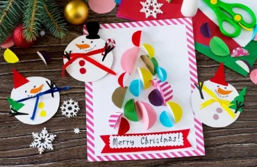 easy handmade christmas tree card with pop up baubles