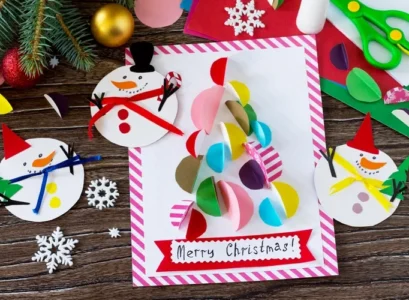 easy handmade christmas tree card with pop up baubles
