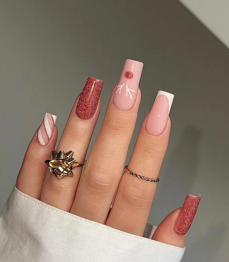 elegant long square nails for the holidays