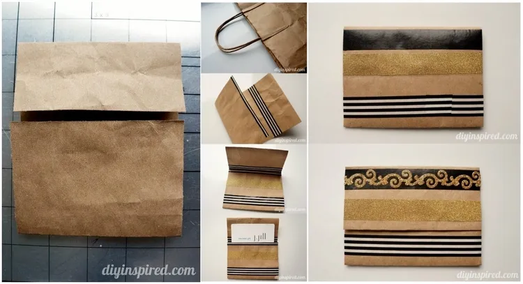 how to make brown paper bag gift card holder