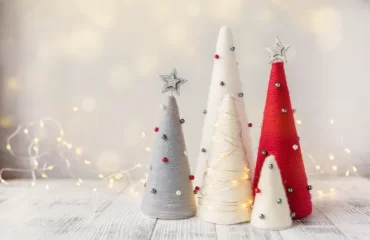 how to make yarn christmas trees with cardboard cones