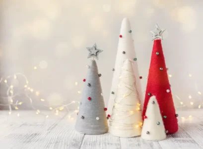 how to make yarn christmas trees with cardboard cones