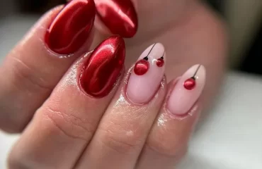 red chrome holiday nails 3d christmas ornaments