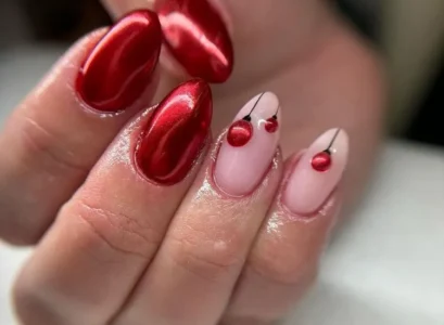 red chrome holiday nails 3d christmas ornaments