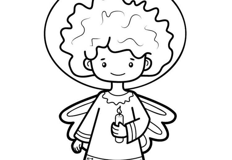 angel holding a candle christmas art free printable template