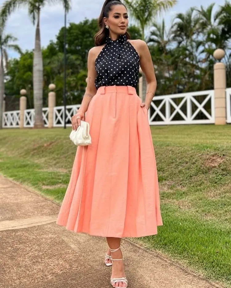 apricot crush skirt outfit summer 2024