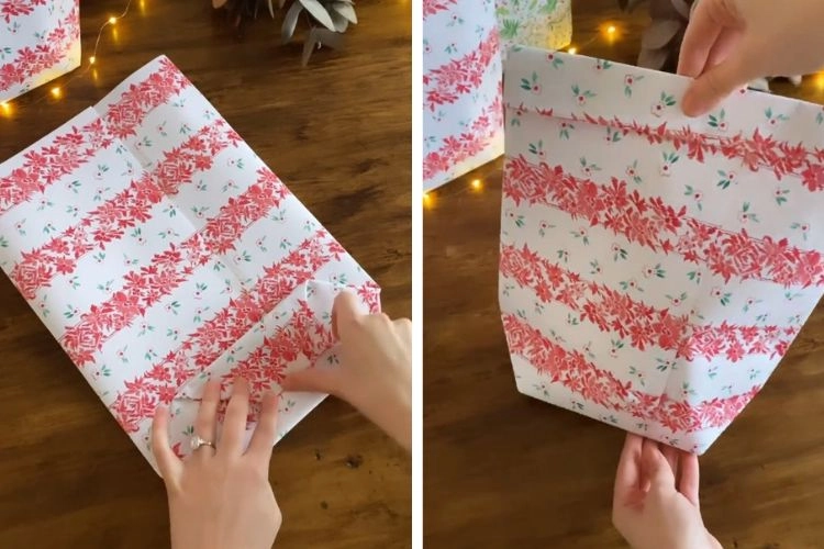 bag with wrapping paper instructions