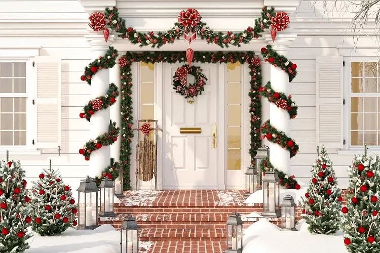 beautiful front porch christmas decorations