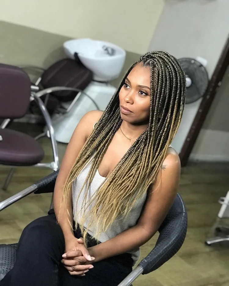 box braids with blonde highlights long hairstyle@thamy melchior