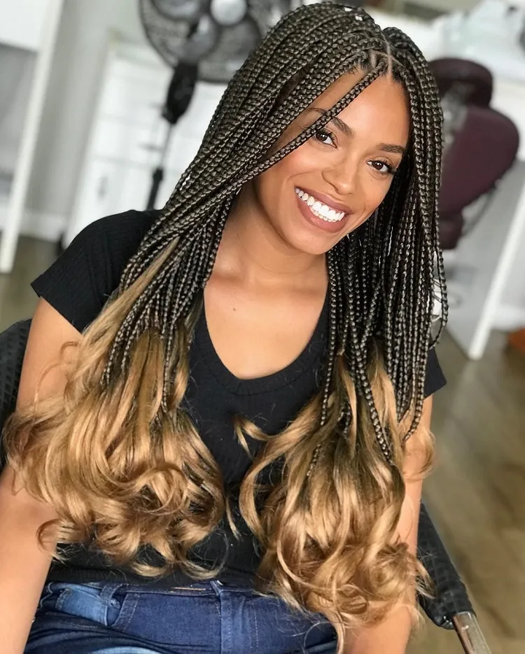 box braids with blonde lengths hairstyle 2024@thamy melchior