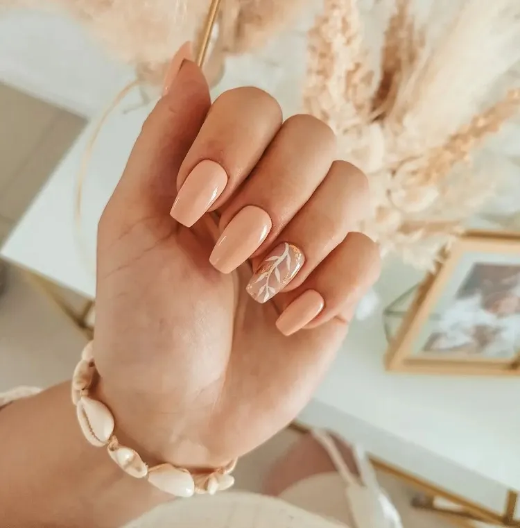 bridal peach fuzz nail design
