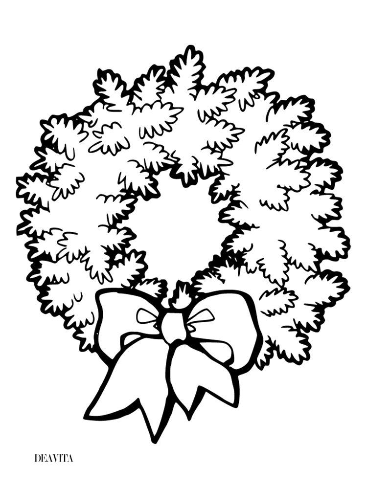 christmas fir wreath window drawing idea 2023